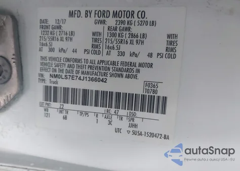 2018 Ford Transit Connect Xl из США, поврежденный, VIN NM0LS7E74J1366042